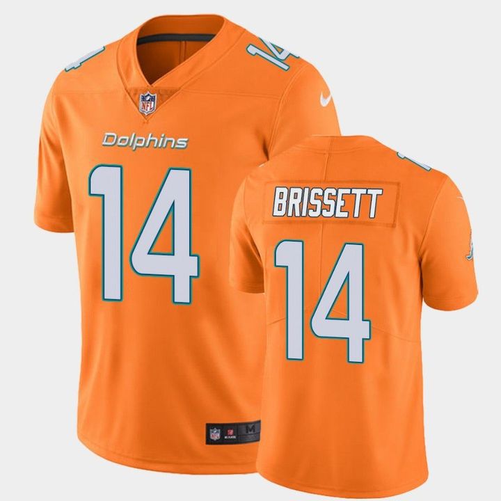Men Miami Dolphins #14 Jacoby Brissett Nike Orange Color Rush Limited NFL Jersey